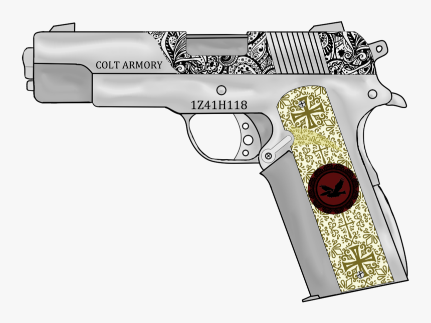 Banner Transparent Library 1911 Drawing Gun Engraving - Ranged Weapon, HD Png Download, Free Download
