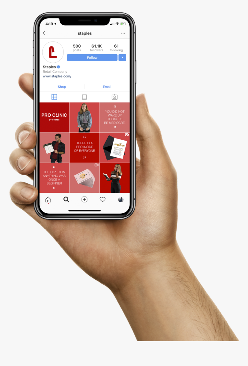 Insta Mock-up - Instagram App Hand, HD Png Download, Free Download