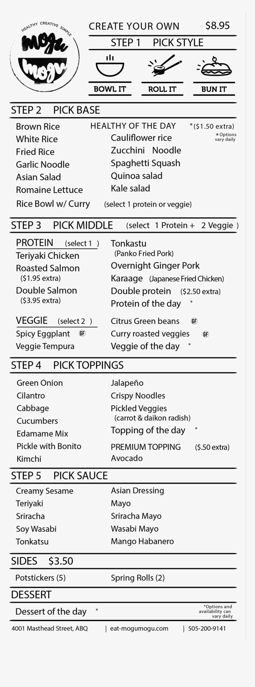 Mogu Mogu Menu 07 03 18 - Printable Modified Barthel Index, HD Png Download, Free Download