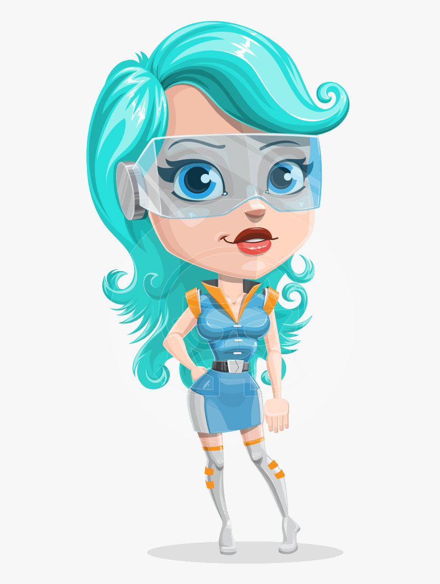 Smart Technology Future Girl Cartoon Vector Character - Futuristic Cartoon Characters, HD Png Download, Free Download