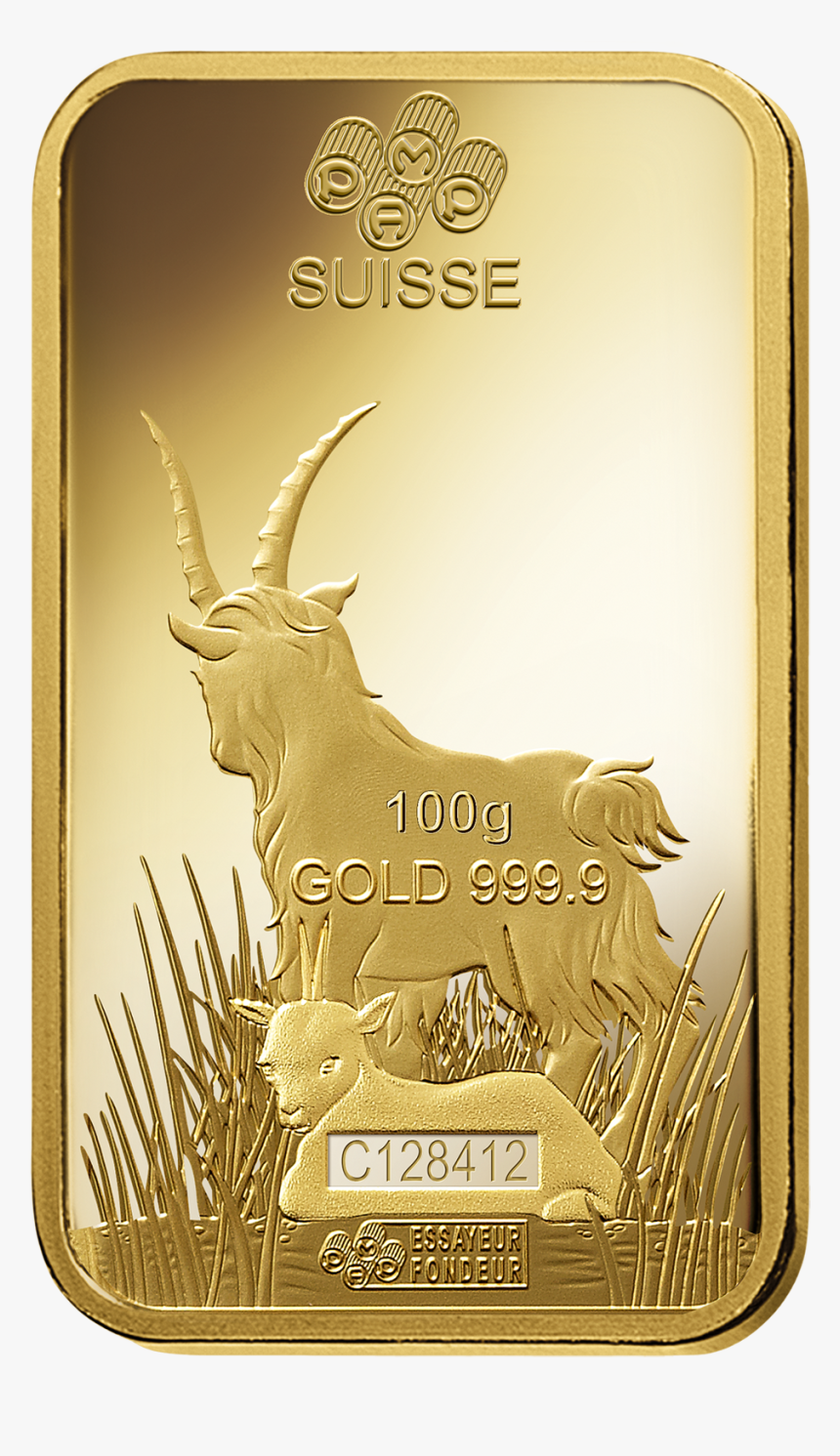 100 Gram Fine Gold Bar - Bull, HD Png Download, Free Download