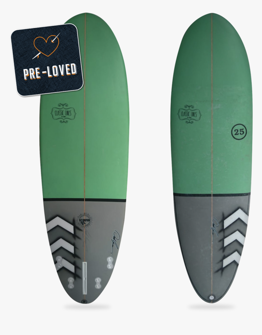Green Grey Dgs Scorpion Surfboard - Surfboard, HD Png Download, Free Download
