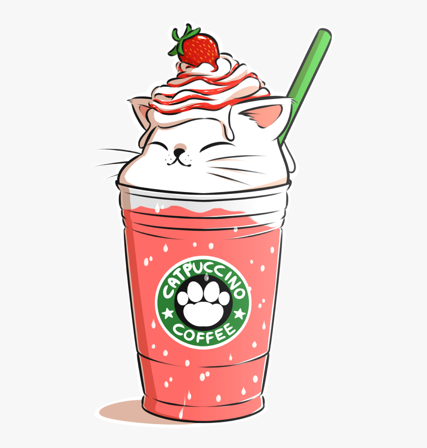 catpuccino #cute #cat #anime #chibi #kawaii #coffee - Kawaii Cute Drawings  Of Starbucks, HD Png Download - kindpng