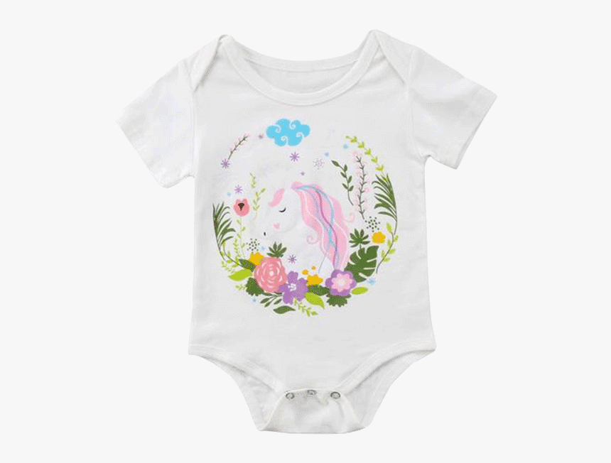 Petite Bello Bodysuit 0-6 Months Floral Unicorn Bodysuit - Unicorn, HD Png Download, Free Download