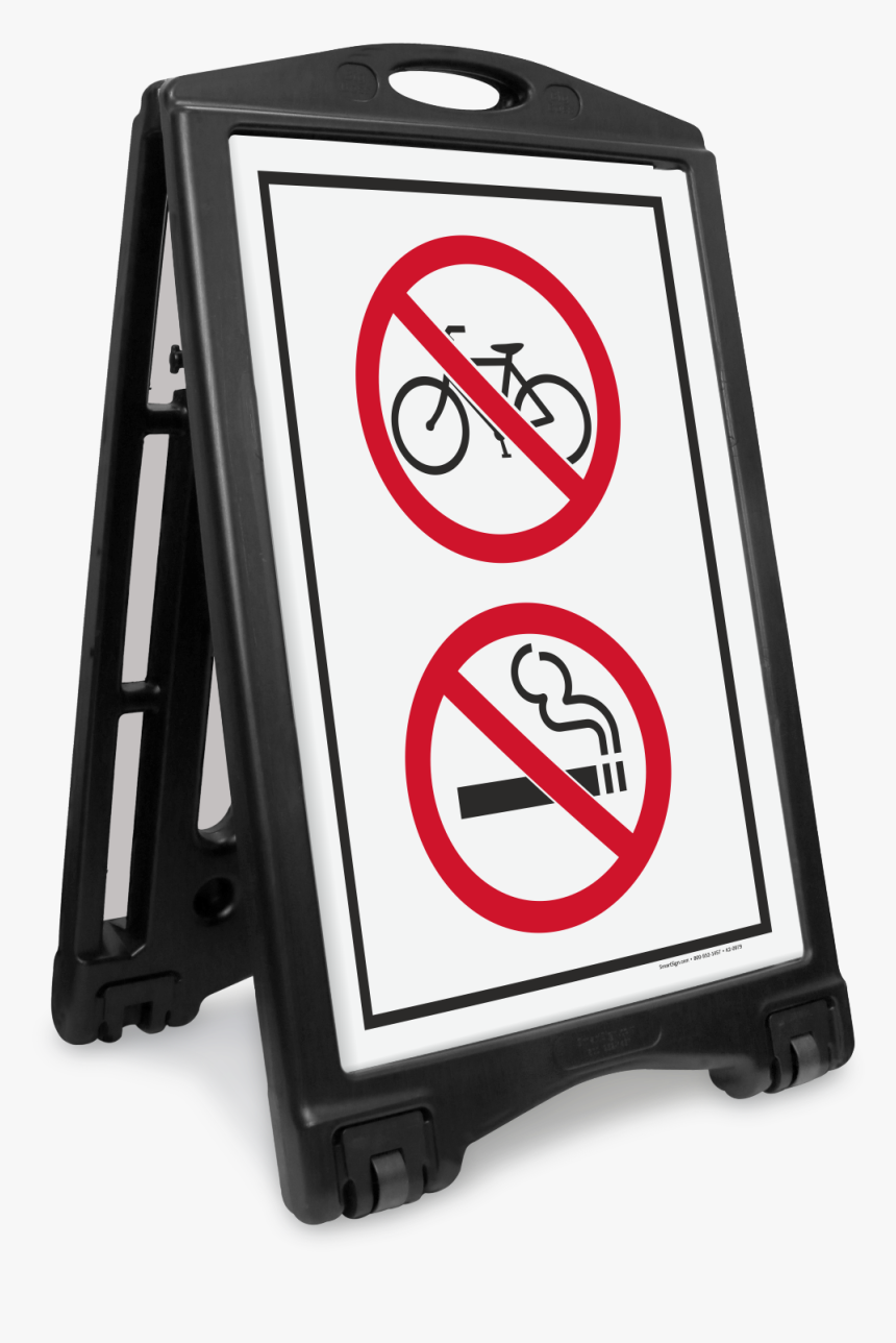 No Bicycle And Smoking Symbol Sidewalk Sign - Please Pull Forward Sign, HD Png Download, Free Download