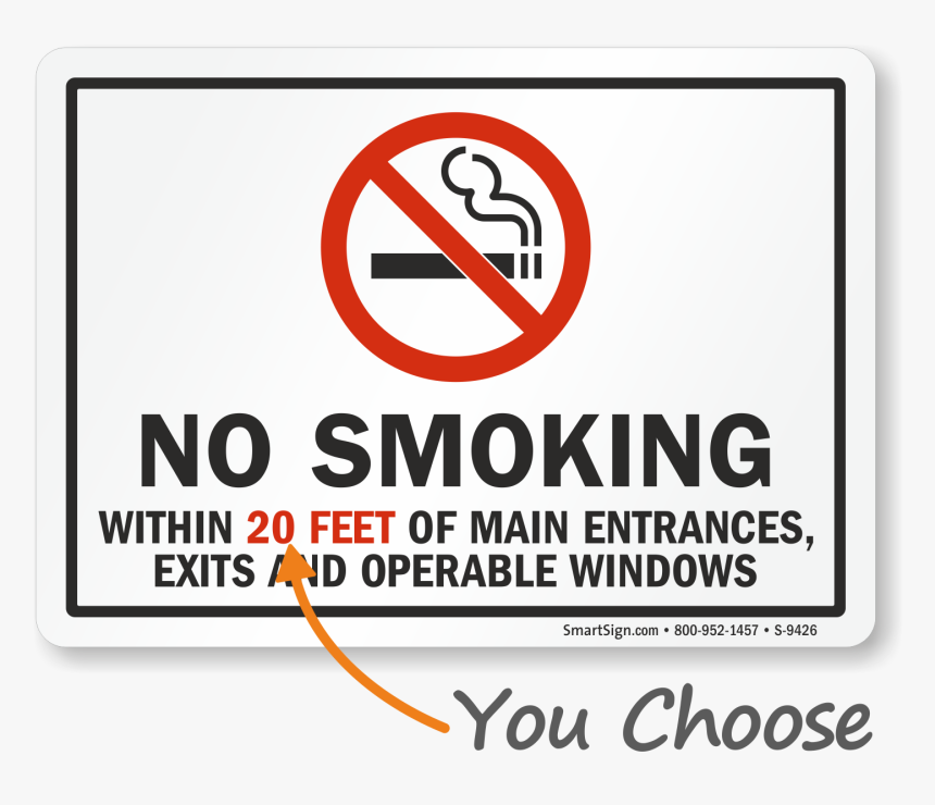 No Smoking Within 20 Feet Sign - Smoking Sign, HD Png Download, Free Download