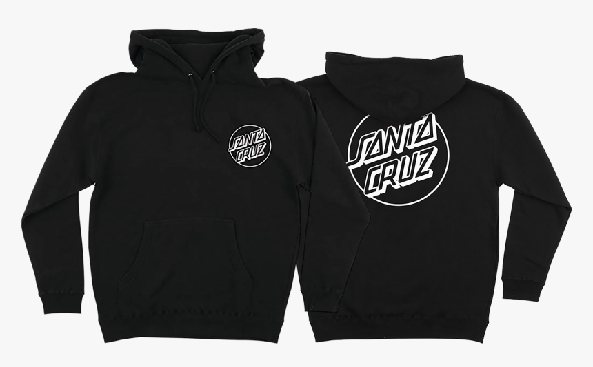Santa Cruz Opus Dot Hooded Sweatshirt Small Black White - Hoodie, HD Png Download, Free Download