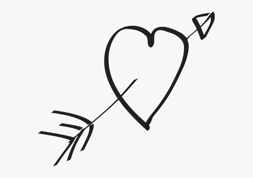 Hand Drawn Love Heart Arrow, HD Png Download, Free Download