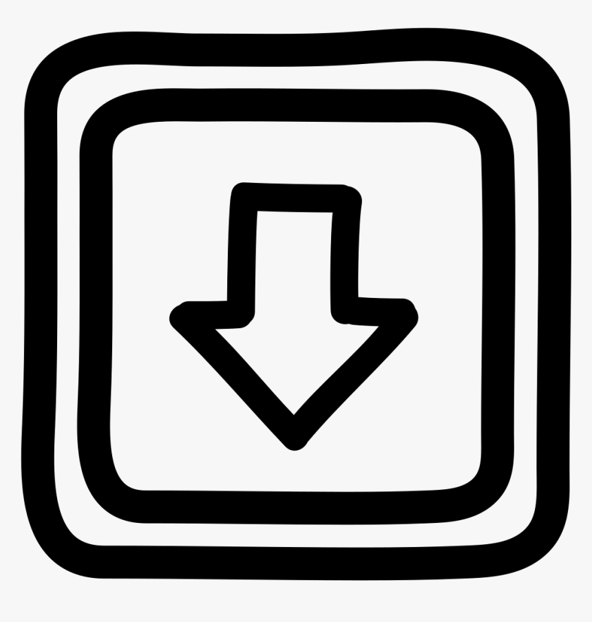 Down Button Hand Drawn Arrow And Squares Outlines - Portable Network Graphics, HD Png Download, Free Download