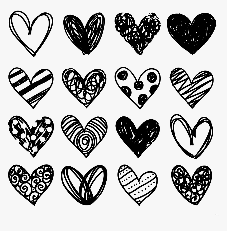 Heart Hand Drawing At Getdrawings - Hearts Clip Art Black And White, HD Png Download, Free Download