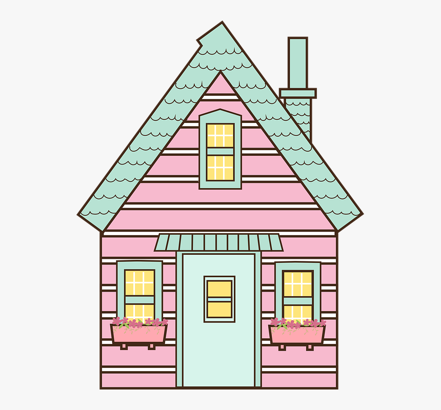 Cute, House, Cabin, Building, Construction, Home - Cute House Cartoon Png, Transparent Png, Free Download