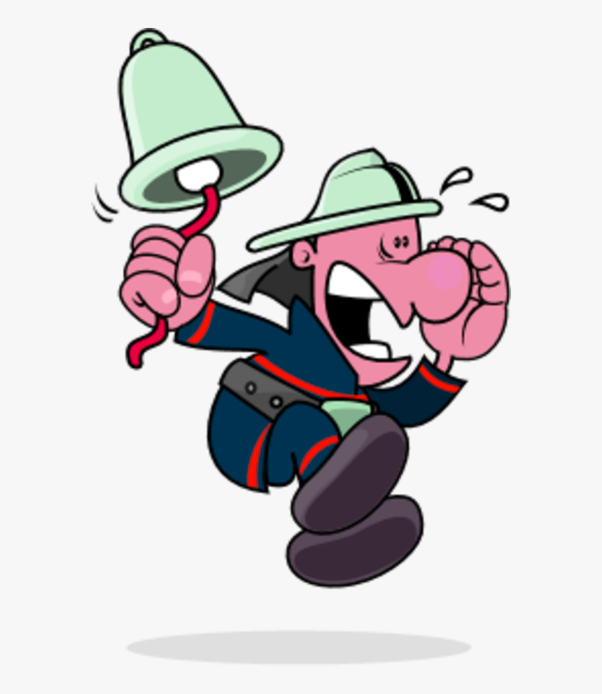 Funny Man Ringing A Bell Fireman - Fireman Clipart, HD Png Download, Free Download