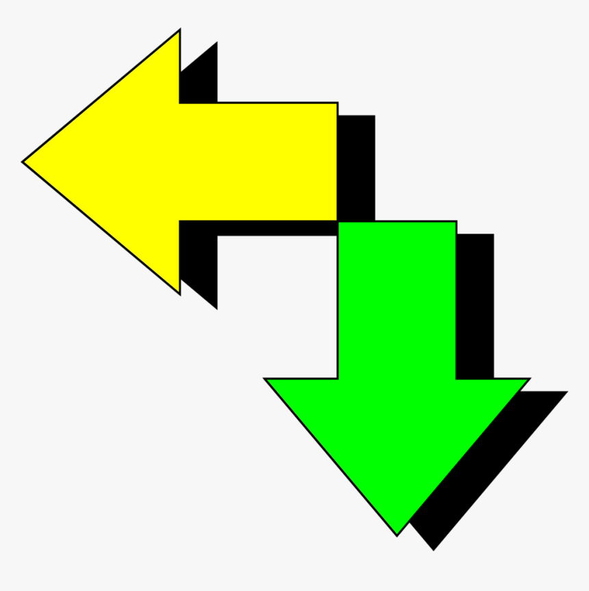 Yellow And Green Arrow - Downward Arrow Cartoon Png, Transparent Png, Free Download