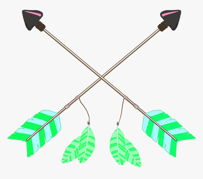 Green Feathers Tribal Arrows Crossed - Tribal Crossed Arrows Png, Transparent Png, Free Download