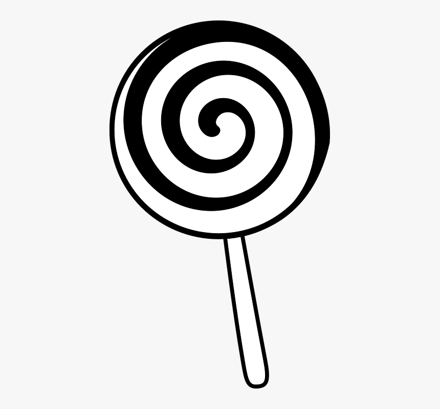 Candy, Lollipop, Sweets, White, Swirl, Sugar - Lollipop Clipart Black And White, HD Png Download, Free Download
