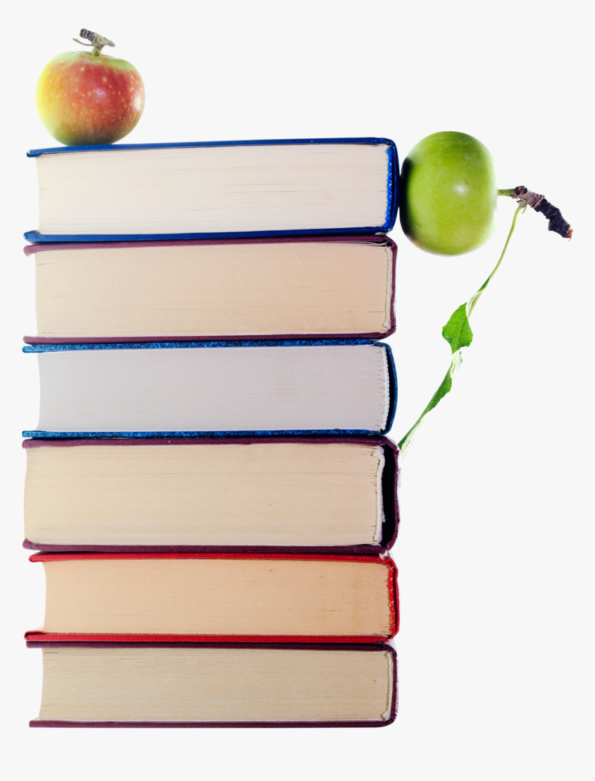 Green Apples In Stack Of Books Png Image - Stack Of Books Transparent, Png Download, Free Download