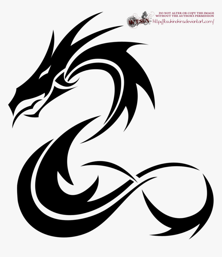 Cool Black Tribal Dragon Tattoo Design - Picsart Png Transparent Background,  Png Download - kindpng