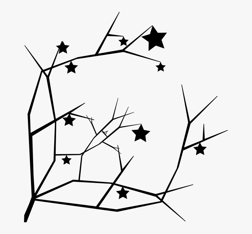 Twig, Branche, Fall, Silhouette, Tree, Stars, Christmas - Stars In Circle Png, Transparent Png, Free Download