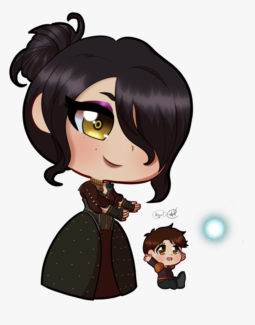 Chibi Morrigan And Baby Chibi Kieran - Chibi Morrigan Dragon Age, HD Png Download, Free Download