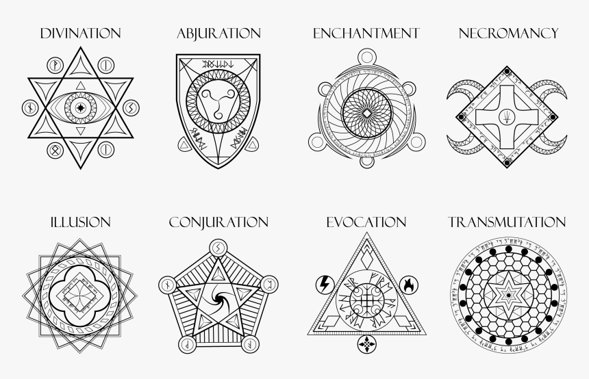 Magic Spell Generator - Dnd Schools Of Magic Symbols, HD Png Download, Free Download