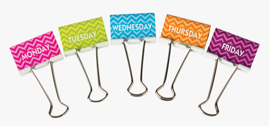 Tcr20668 Chevron Days Of The Week Large Binder Clips - Teacher Created Resources Large Binder Clips, HD Png Download, Free Download
