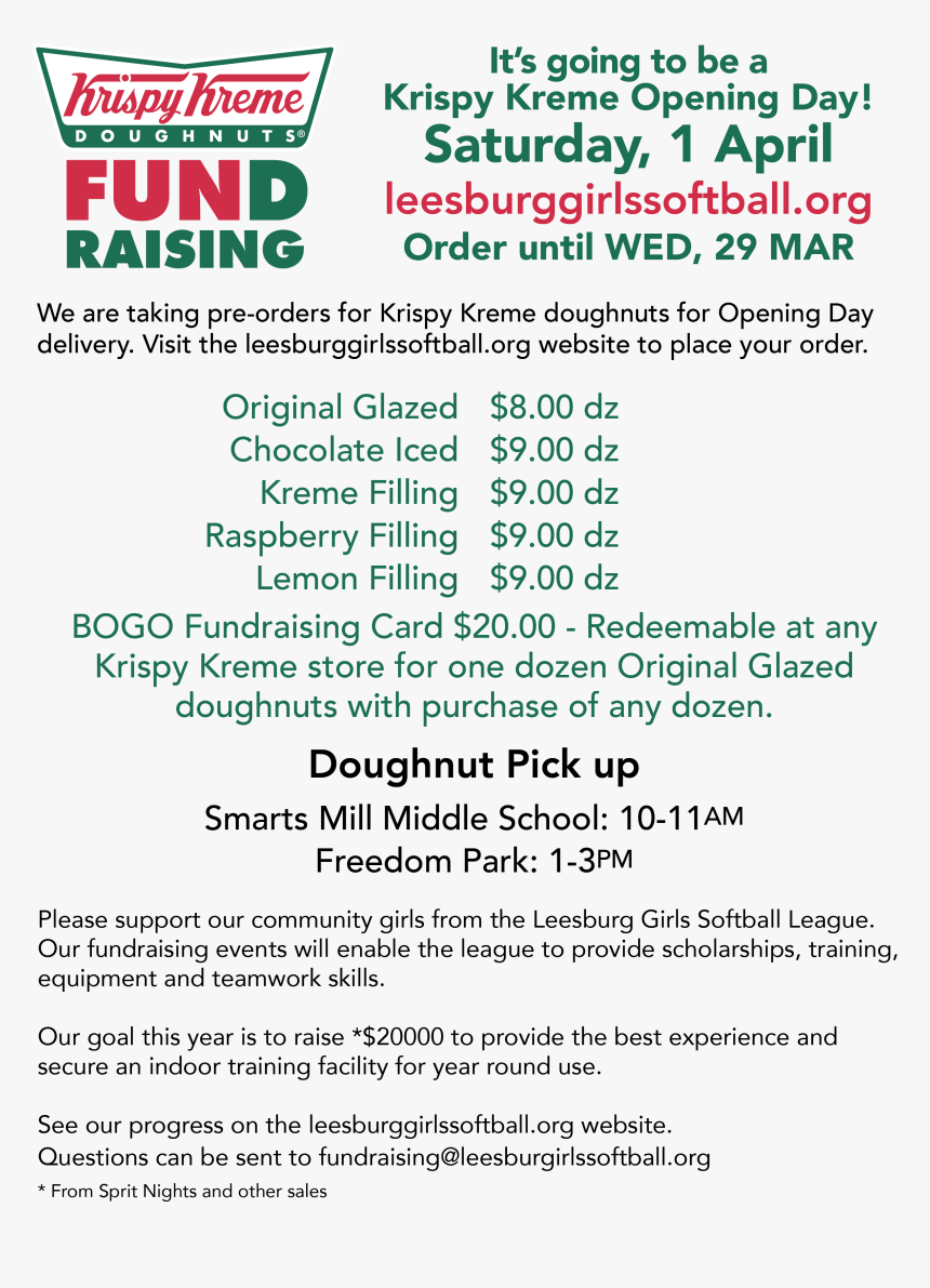 Krispy Kreme Fundraiser Flyer Cathodic 7495c84b8928 - Krispy Kreme Fundraiser Prices 2018, HD Png Download, Free Download