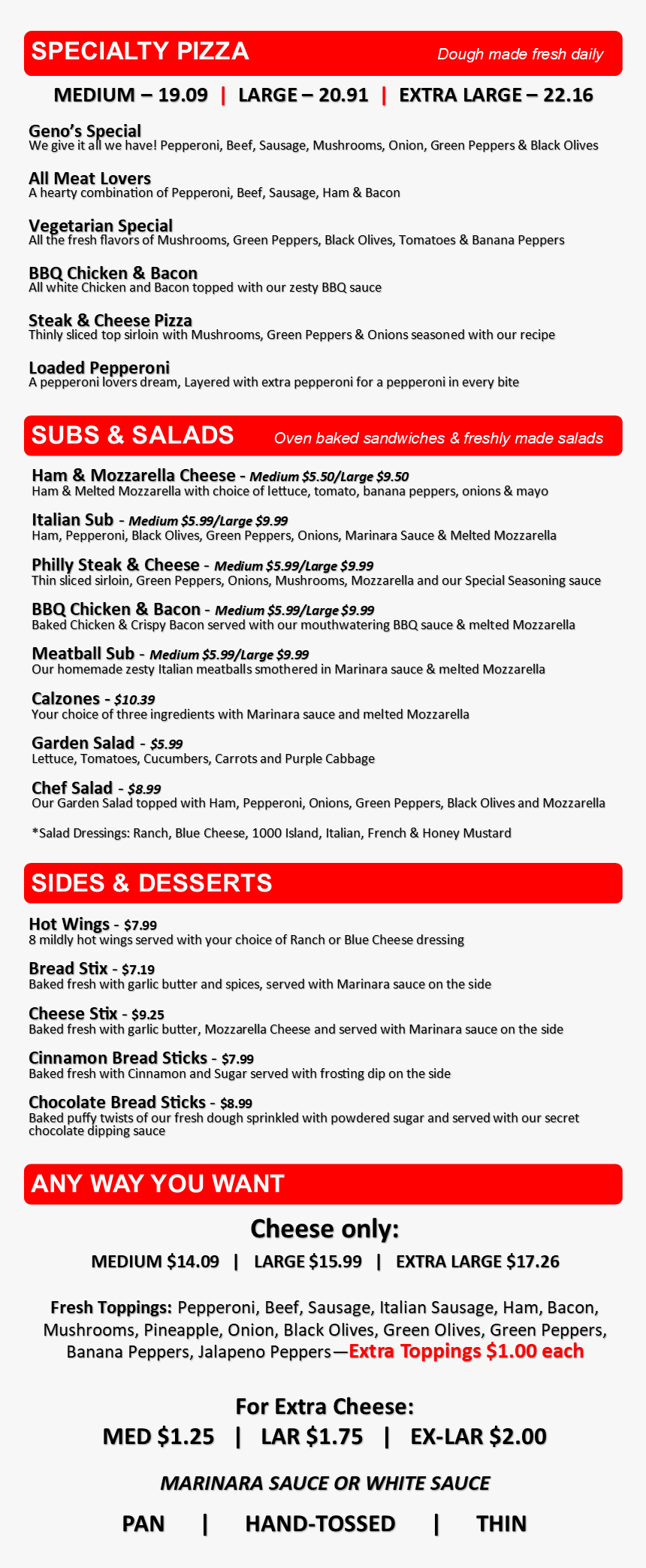 Genos Pizza Muncie Menu, HD Png Download, Free Download