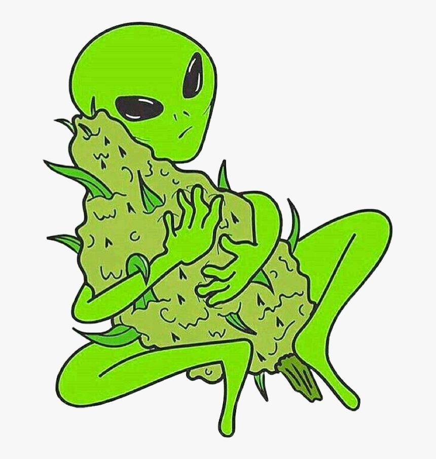 #aesthetic #aesthetictumblr #aestheticsticker #420 - Alien Hug Weed, HD Png Download, Free Download