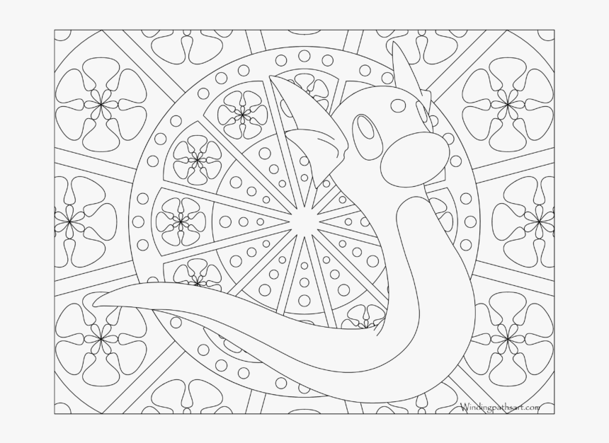 Adult Pokemon Coloring Page Dratini - Butterfree Pokemon Coloring Page, HD Png Download, Free Download