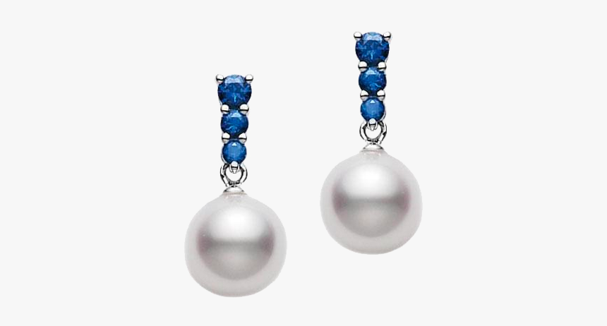 Akoya Pearl And Blue Sapphire Morning Dew Earrings"

 - Pearl, HD Png Download, Free Download