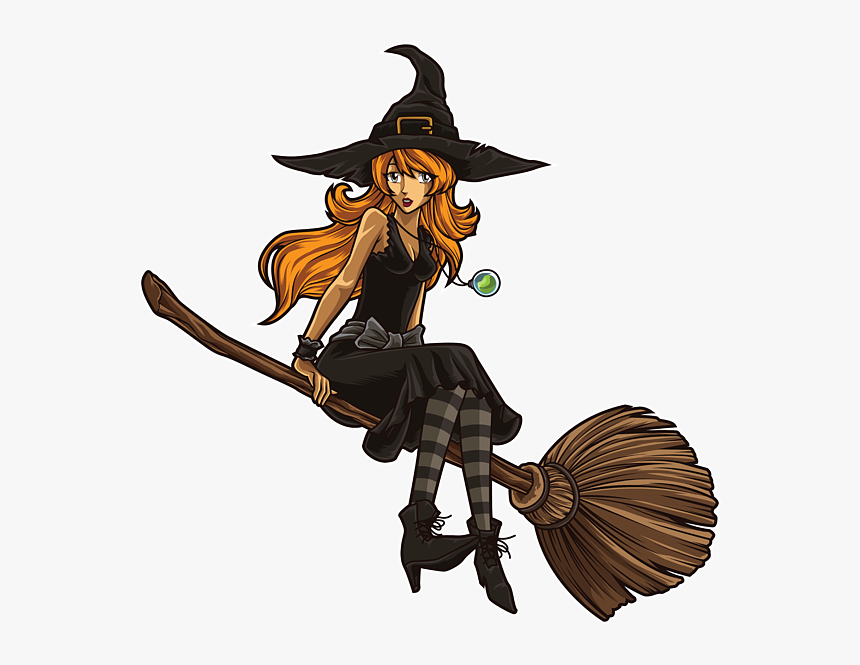 Witch Sitting On A Broom, HD Png Download, Free Download