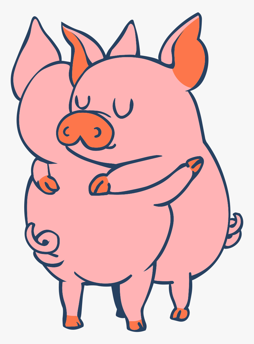 #cute #pigs #hug #love #friends - Pig Hug Cartoon, HD Png Download, Free Download