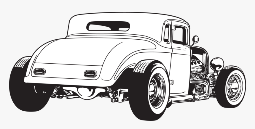 Transparent Hot Rod Clip Art - Rat Rod Line Art, HD Png Download, Free Download