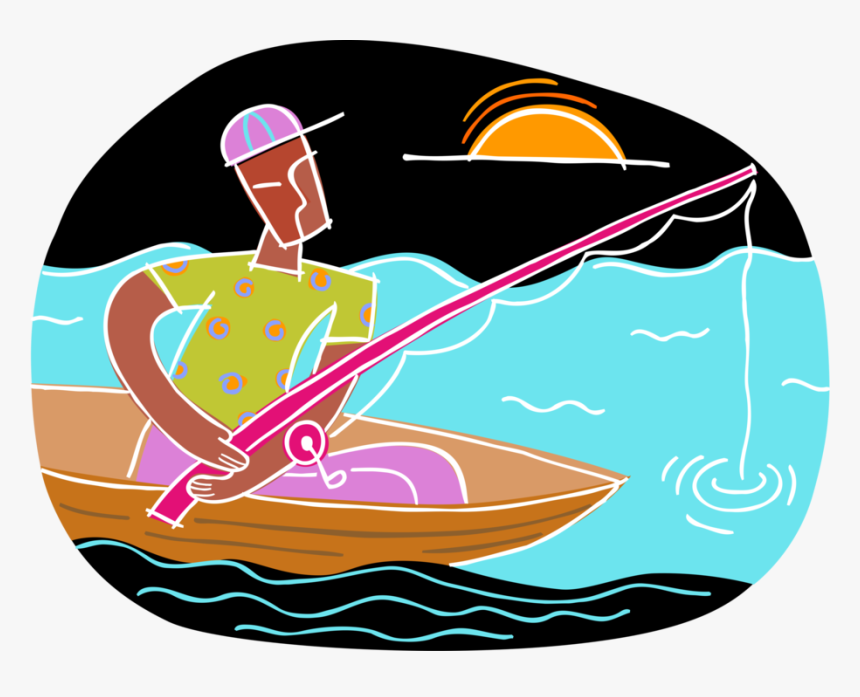 Vector Illustration Of Sport Fisherman Angler Fishing, HD Png Download, Free Download