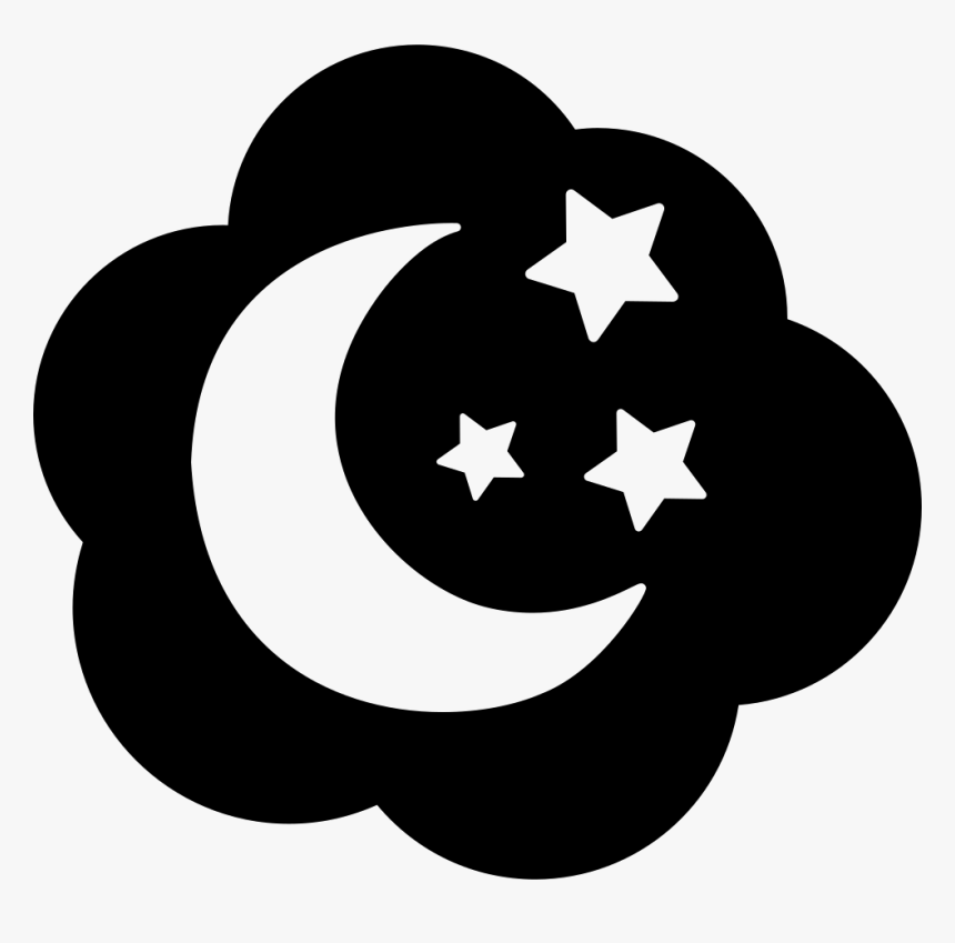 Moon And Stars In A Cloud - Moon And Stars Shape, HD Png Download, Free Download