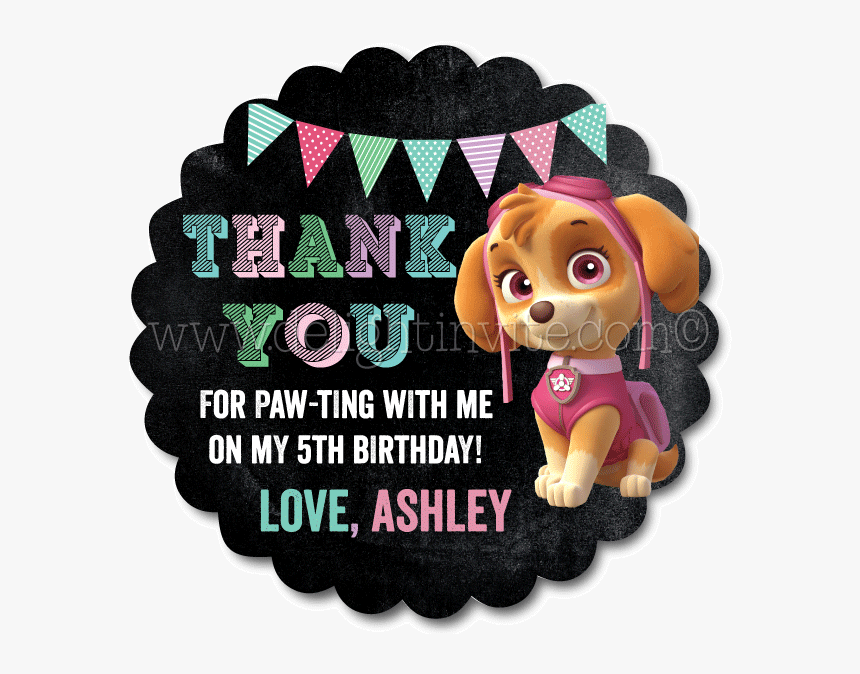 Skye Paw Patrol Birthday Favor Tags - Cartoon, HD Png Download, Free Download