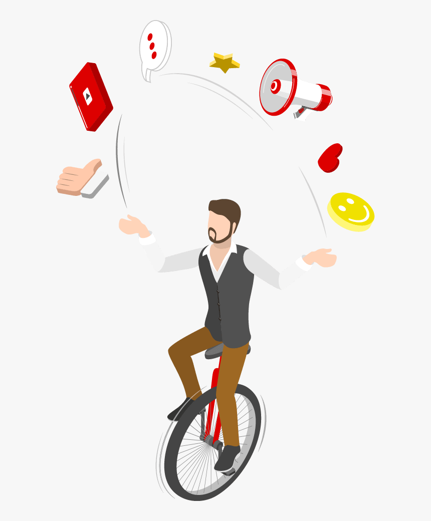 Cartoon Of Man On Unicycle Juggling Videos, Social - Street Unicycling, HD Png Download, Free Download