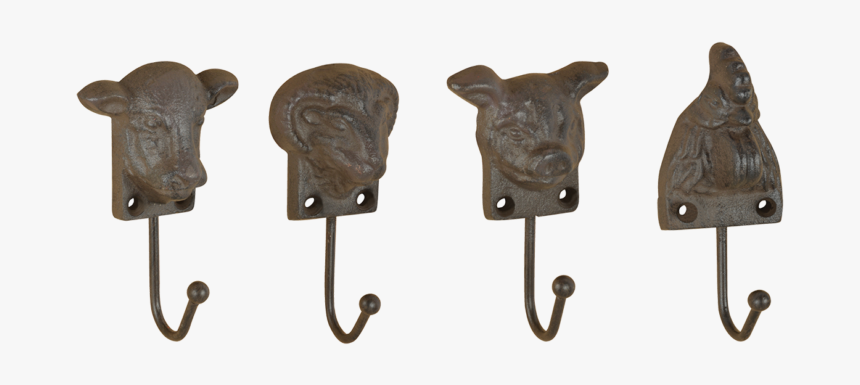 Farm Animal Head Hook Ass - Cast Iron Animal Hooks, HD Png Download ...