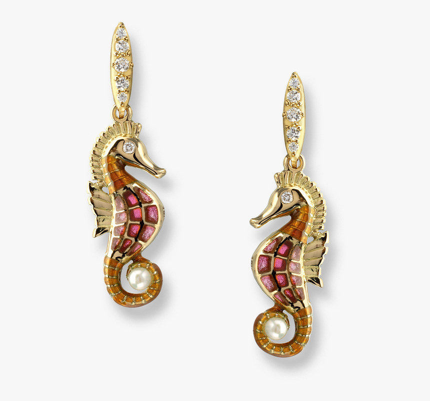 Nicole Barr Designs 18 Karat Gold Seahorse Stud Earrings - Earrings, HD Png Download, Free Download