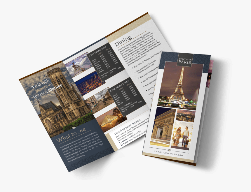 Travel Paris Tri-fold Brochure Template Preview - Flyer, HD Png Download, Free Download