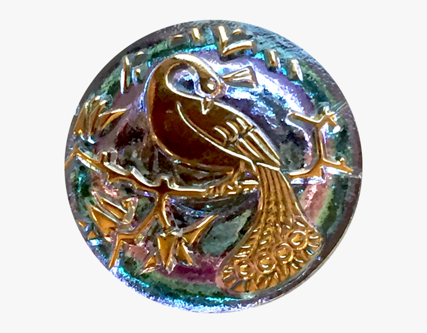 Aqua Pink Gold Peacock Czech Glass Button, 22mm 7/8 - Emblem, HD Png Download, Free Download