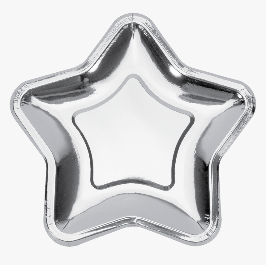 A Photo Of A Silver Star Shaped Paper Plate - Stjerne Tallerken, HD Png Download, Free Download