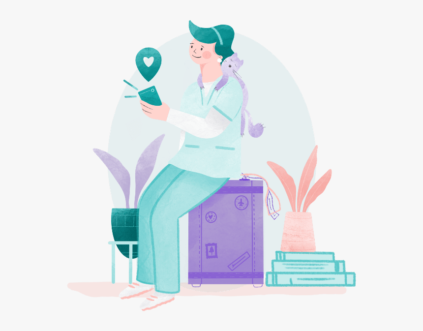 An Illustration Of A Woman In Need Of Housing For Traveling - Cartoon, HD Png Download, Free Download