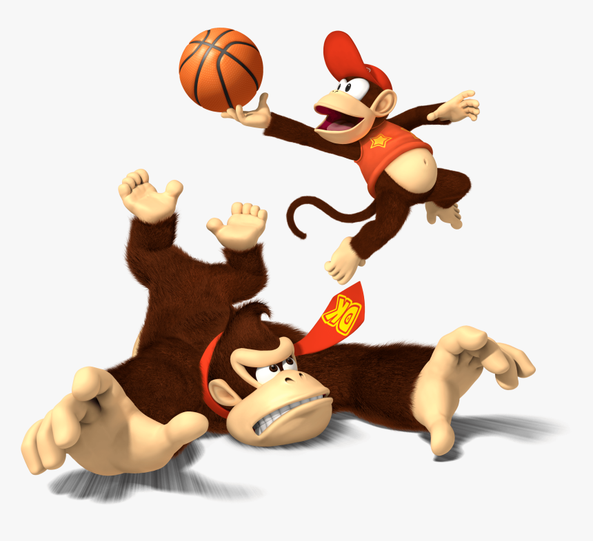 Donkey Kong And Diddy Kong Playing Basketball - Mario Sports Mix Donkey And Diddy Kong, HD Png Download, Free Download