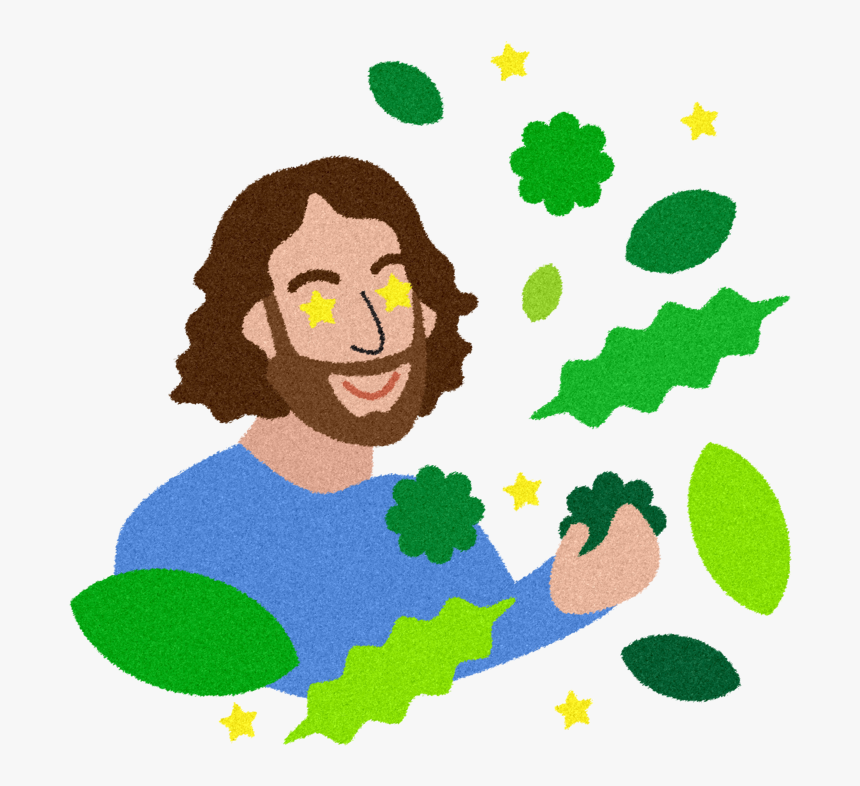 Man With Star Eyes And Fresh Leafy Greens - Illustration, HD Png Download, Free Download