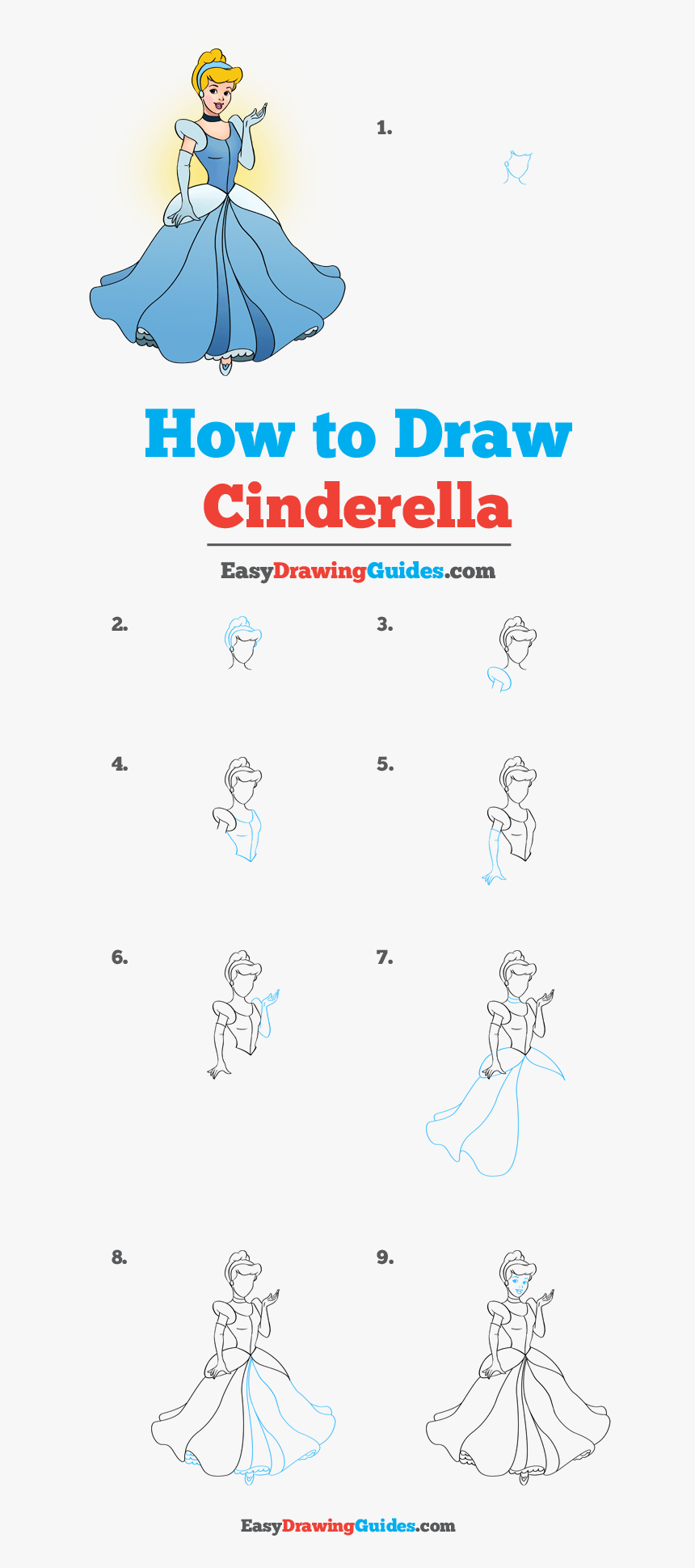 How To Draw Cinderella - Cinderella Drawing Step By Step, HD Png Download, Free Download