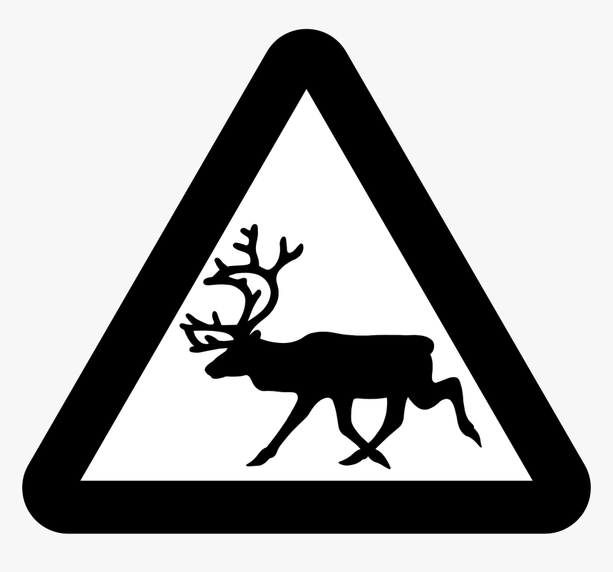 Raindeer Reindeer Warning Reindeer Roadsign Black White - Don T Feed The Reindeer Sign, HD Png Download, Free Download