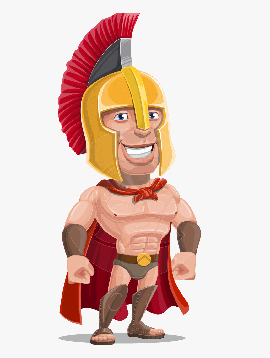 Spartan Warrior Cartoon Vector Character Aka Nikos - Cartoon Spartan, HD Png Download, Free Download