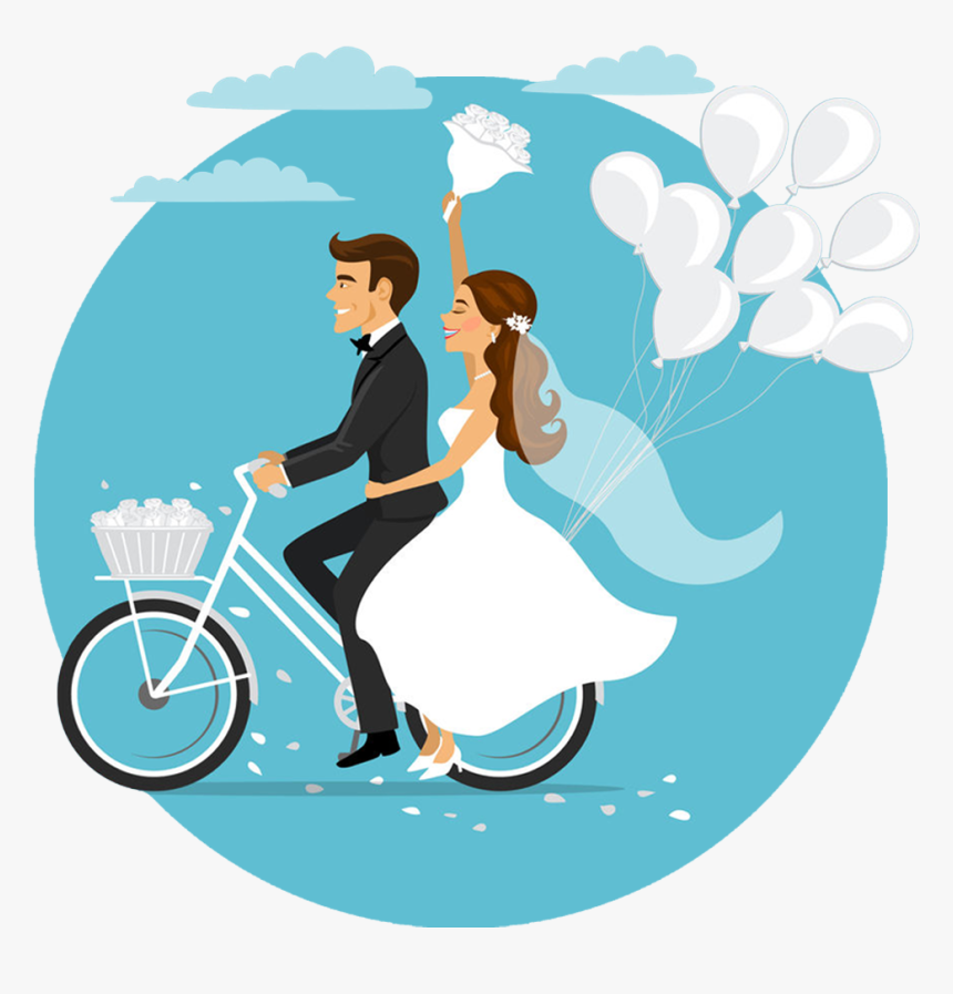 Pareja De Novios Recien Casados En Bicicleta, HD Png Download, Free Download