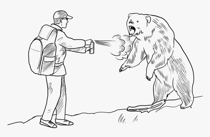 How To Use Bear Spray Illustration - Drawing Of Bear Attacking, HD Png Download, Free Download